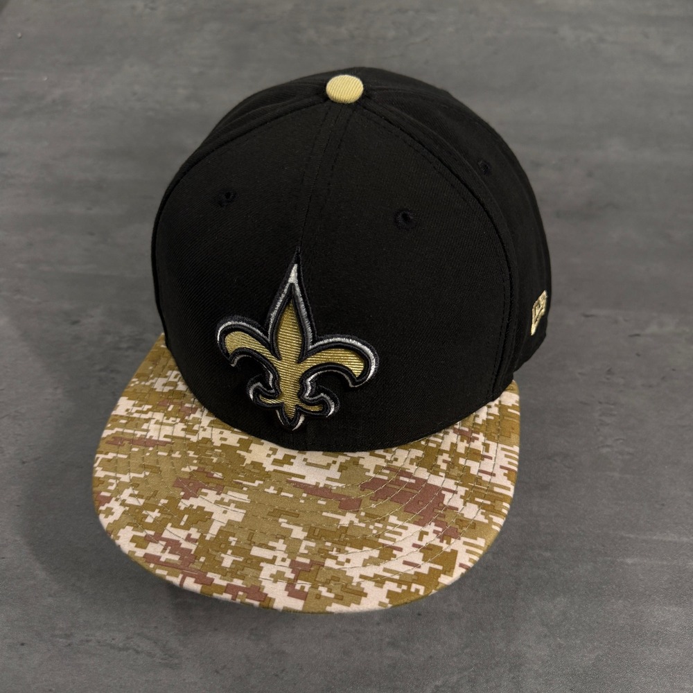 New Era New Orleans Saints Hat 7 3/4 Black Military Camo 59FIFTY NFL Fitted Cap